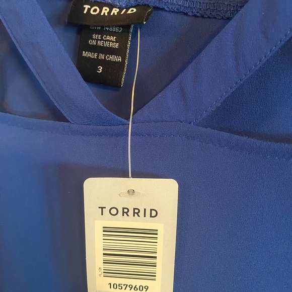 Torrid Royal Blue Cut-Out Blouse - Picture 2 of 2